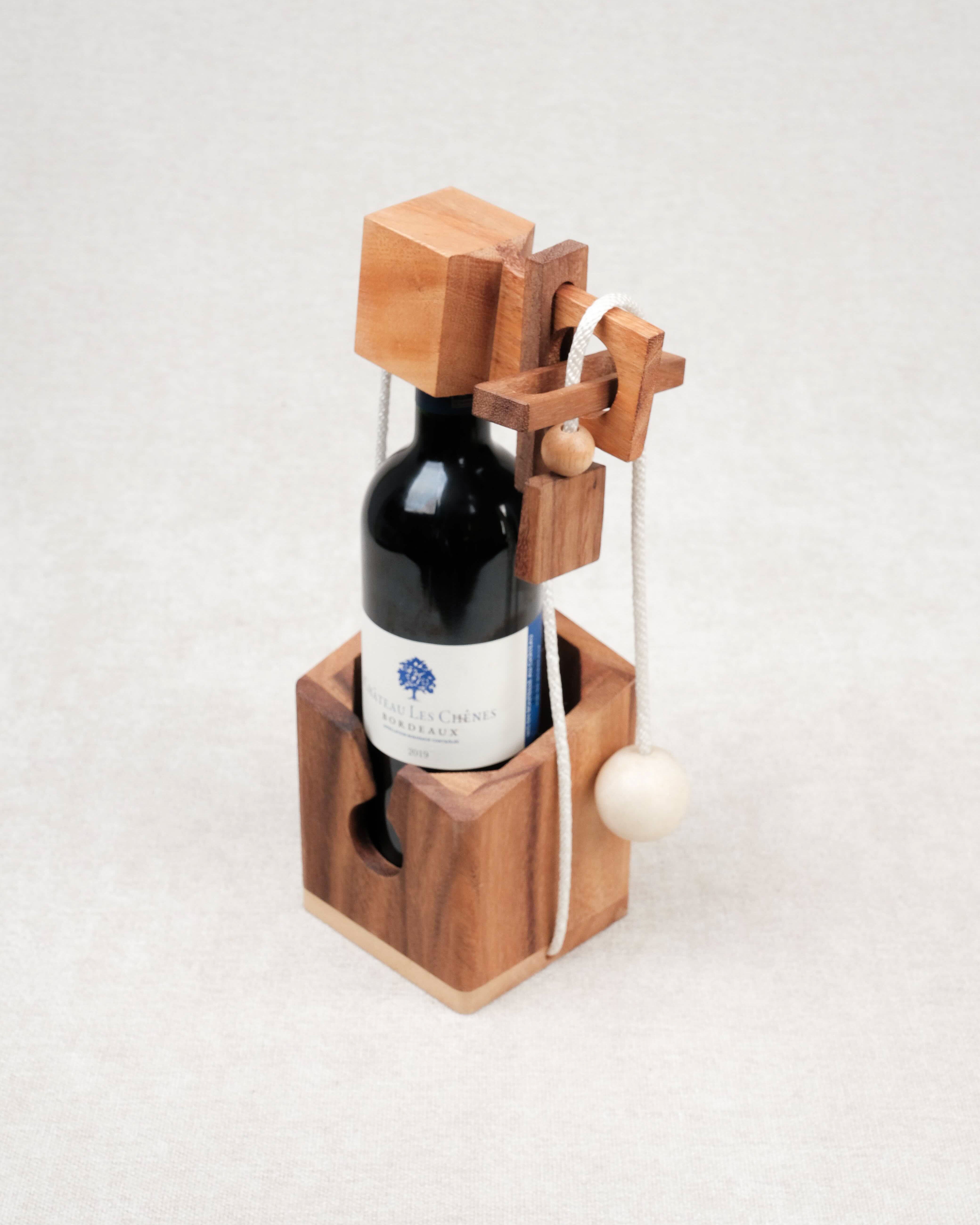 Casse-tête bouteille de vin en bois grand modèle – Jeux Faugère