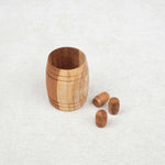 Jeu en bois Le Tonneau de Bacchus avec tonneau et mini barriques.