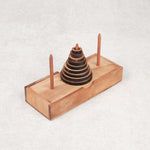 Casse-tête en bois La Tour de Hanoï monté sur son coffret – Jeux Faugère