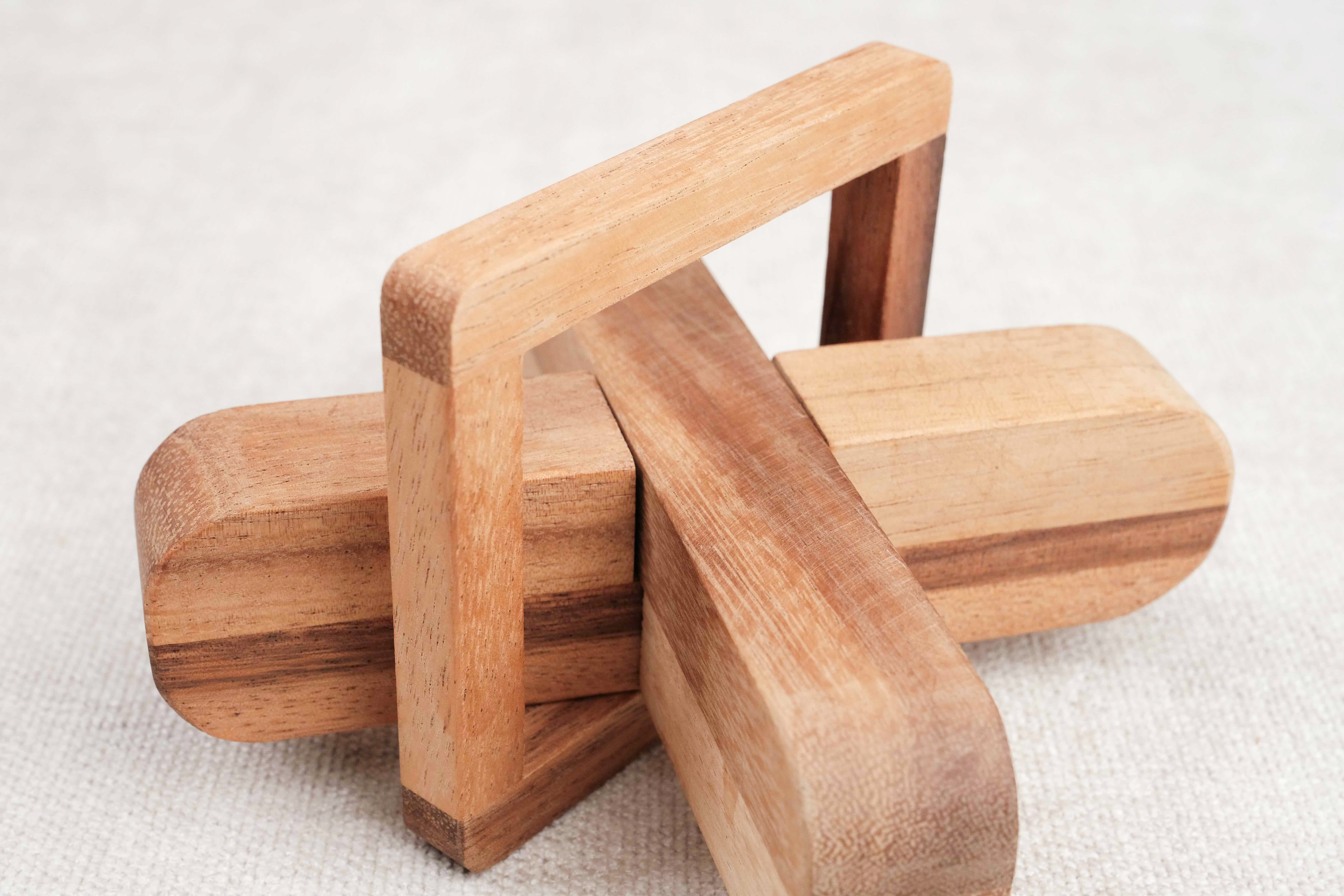 Casse-tête L’X en bois acacia – Puzzle logique à démonter et remonter Jeux Faugère