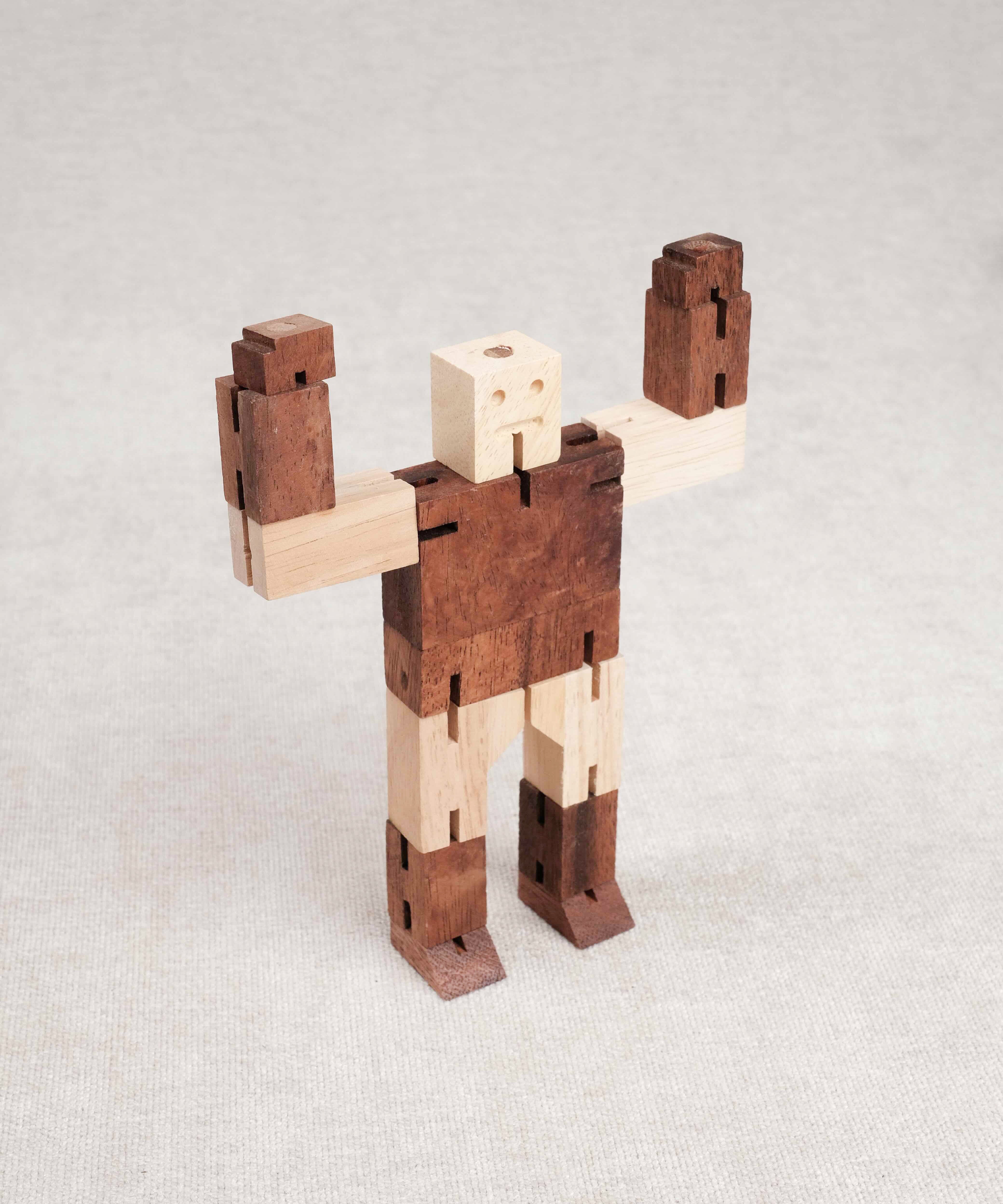 Casse-tête énigme bois Robot articulé – cube et figurine