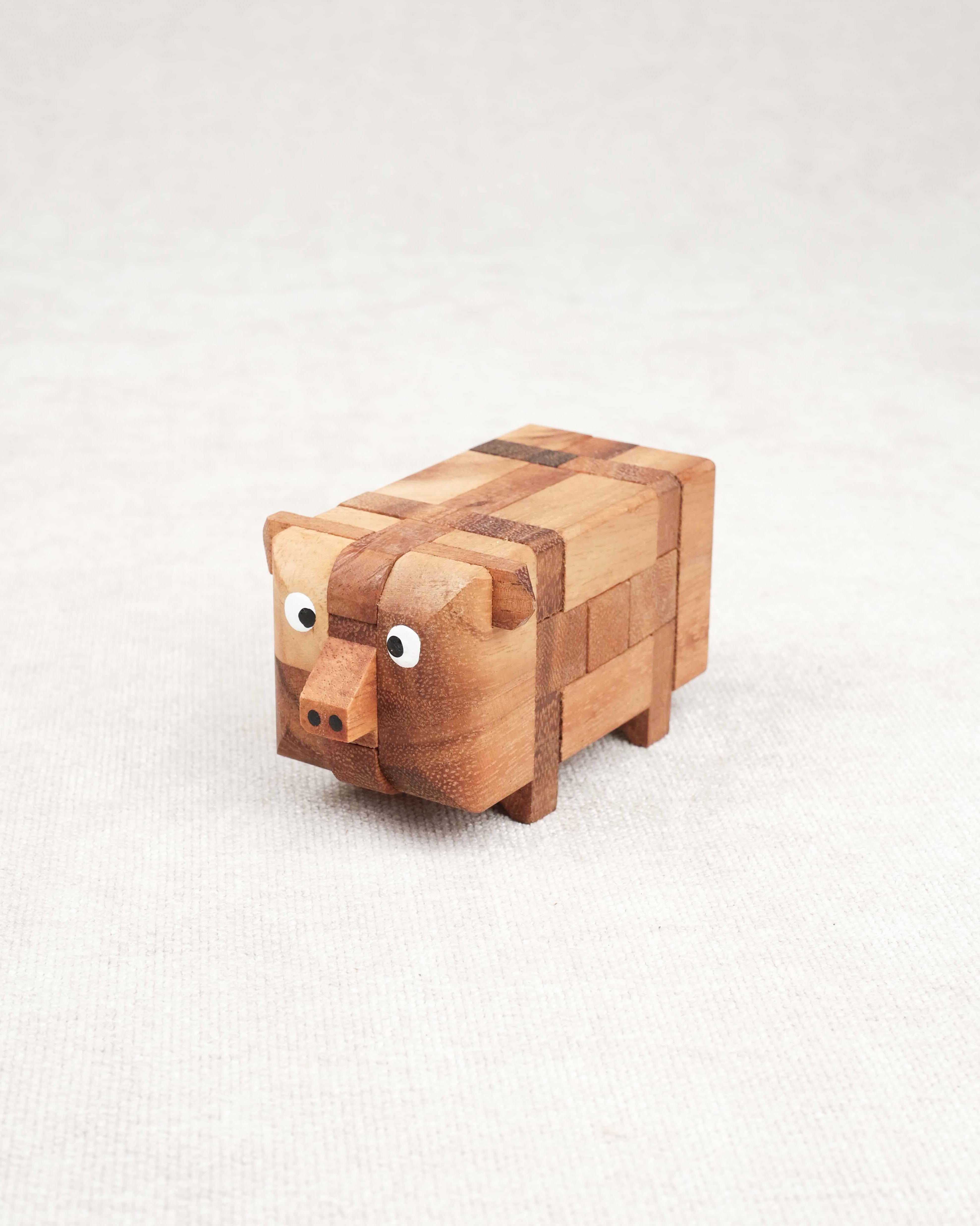 Casse-tête en bois Le Cochon – puzzle 3D à démonter et remonter, forme animale