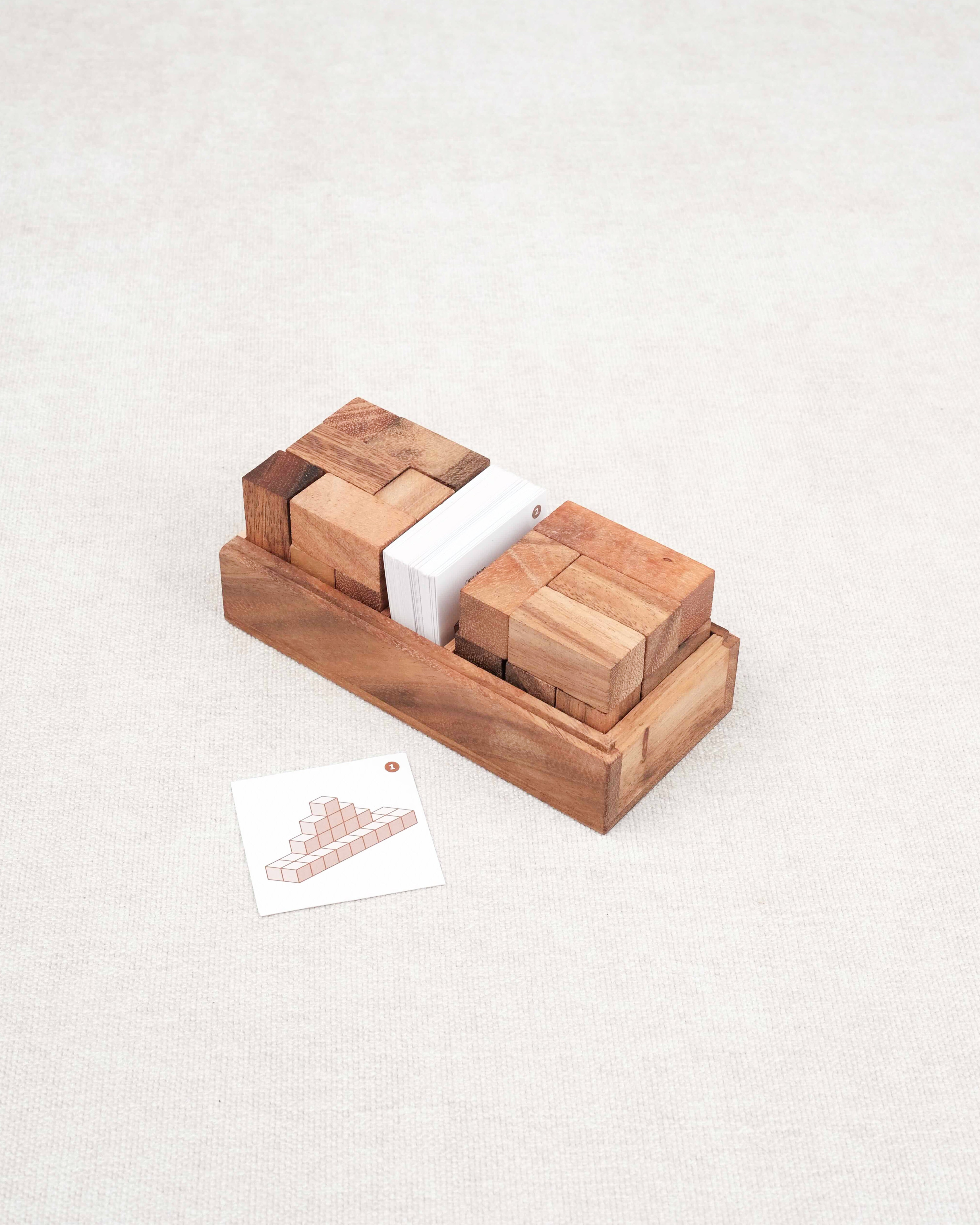 Double Cube – casse-tête pédagogique en bois avec cartes défis