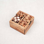 Coffret de 4 casse-têtes en bois vu en perspective