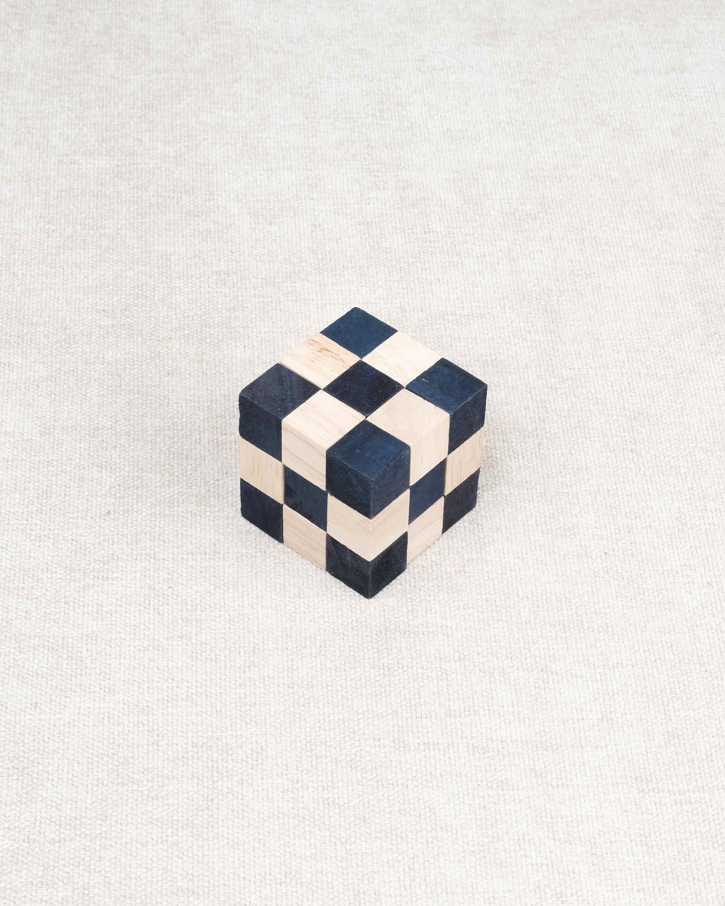 Casse-tête Cube Serpent bleu en bois reconstitué – Jeux Faugère