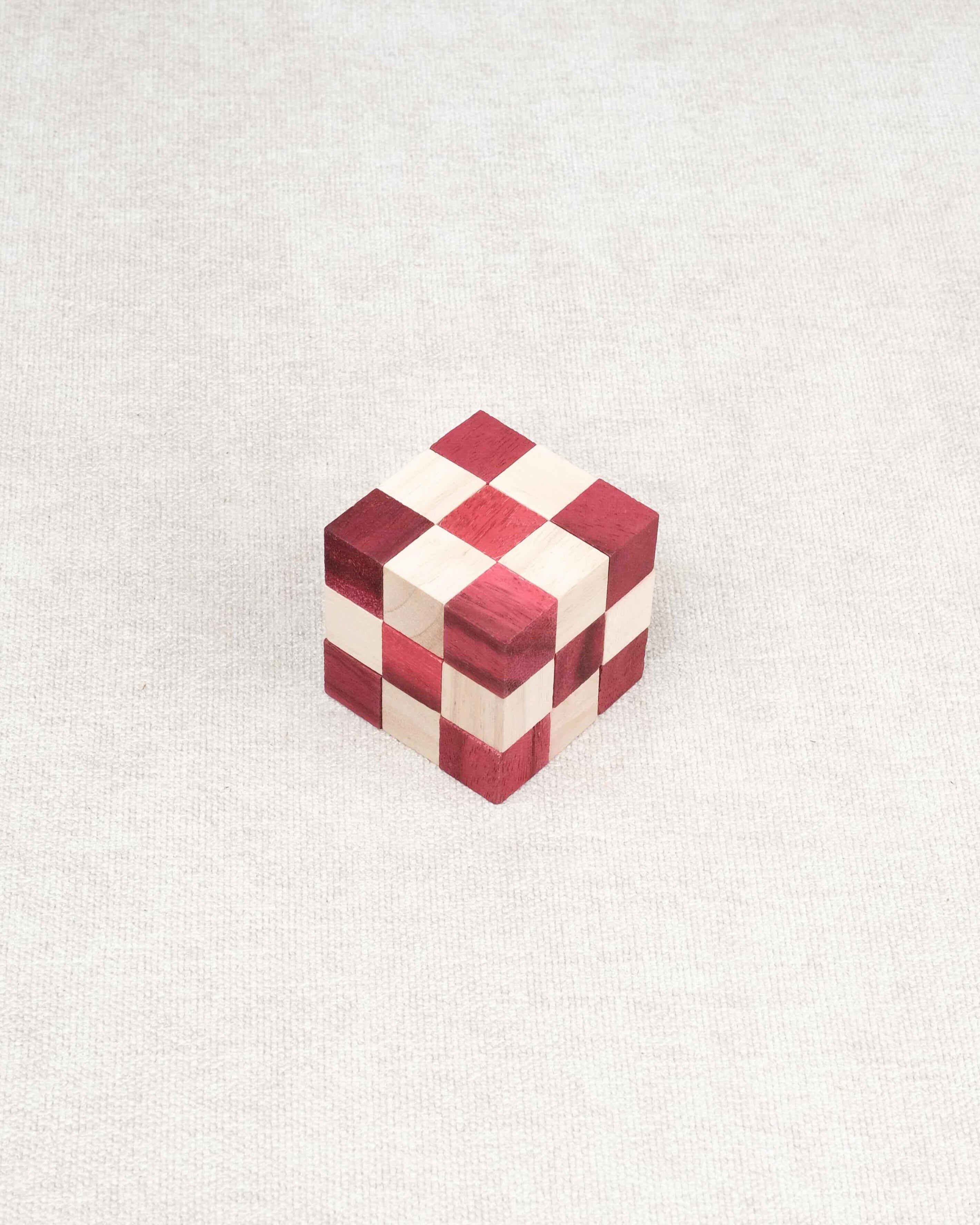 Casse-tête Cube Serpent rouge en bois reconstitué – Jeux Faugère