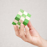 Cube Serpent vert en bois tenu à la main – Jeux Faugère