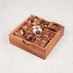 Coffret de 9 casse-têtes en bois vu en perspective