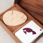 Tangrams œuf en bois rangés dans le coffret avec cartes – Double Tangram Œuf Jeux Faugère