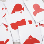 Cartes défis illustrées avec différentes formes rouges – Double Tangram Cœur Jeux Faugère