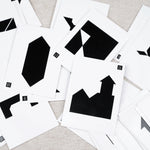 Cartes défis illustrées avec silhouettes géométriques – Double Tangram Jeux Faugère