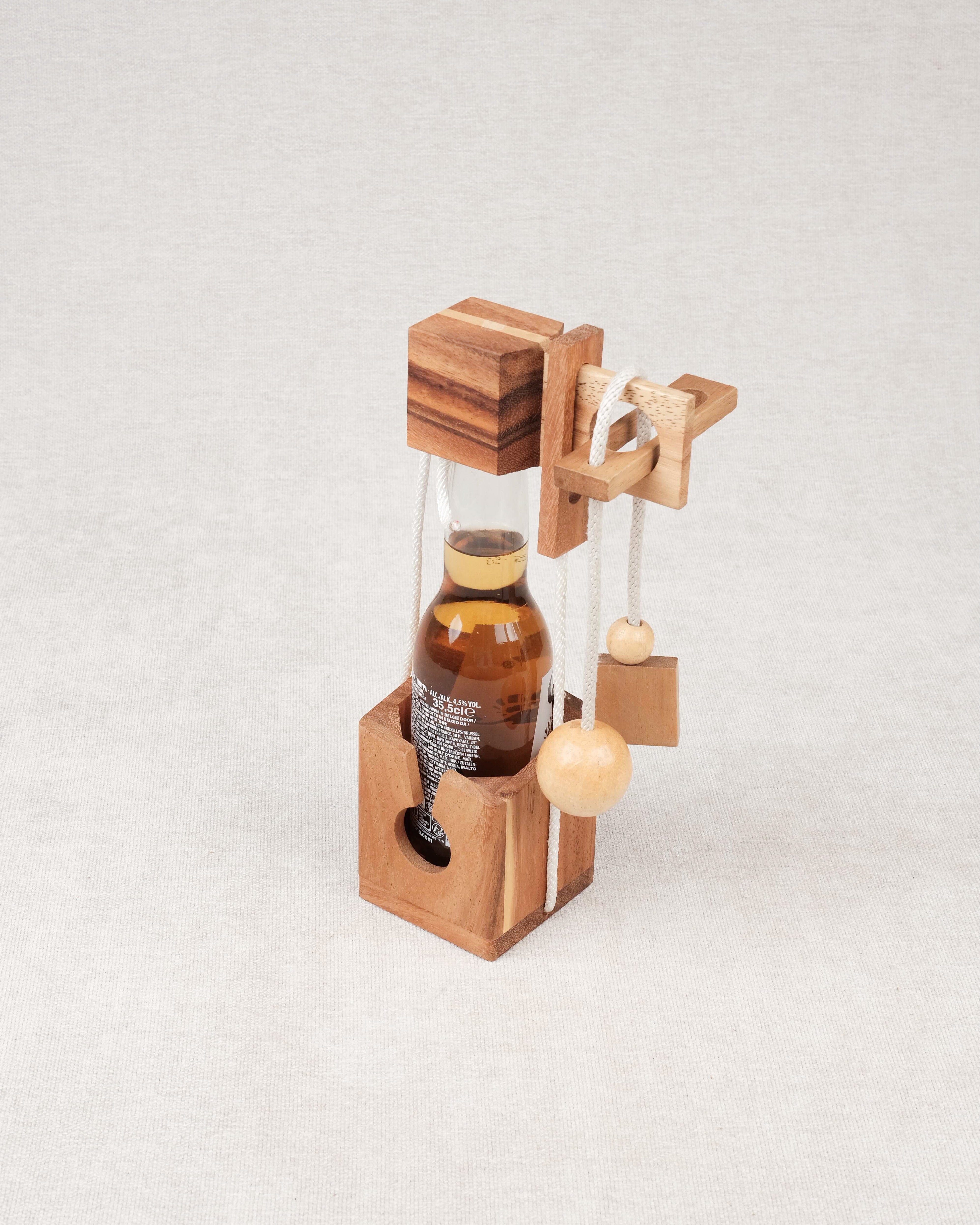 Casse-tête bouteille bière en bois petit modèle – Jeux Faugère
