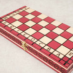 Jeu d’échecs pliable en bois rouge format M fermé