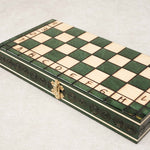 Jeu d’échecs fermé vert format M pliable en coffret bois