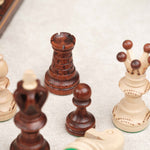 Jeu d’échecs XL marron clair – pièces blanches et marron prêtes pour la partie
