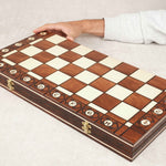 Coffret fermé d’échecs XL en bois marron clair