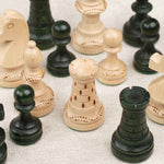 Jeu d’échecs XL vert – ensemble des pièces en bois sculpté blanches et vertes