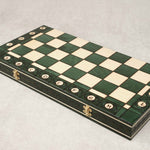 Échiquier XL vert en bois – plateau pliant fermé