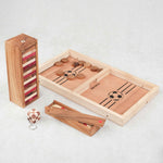 Vue du pack avec table à élastique, jenga couleurs, mikado et mini porte-clé cube