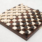 Jeu de dames en bois marron naturel format 27 cm