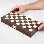 Jeu de dames en bois marron format M compact pliable