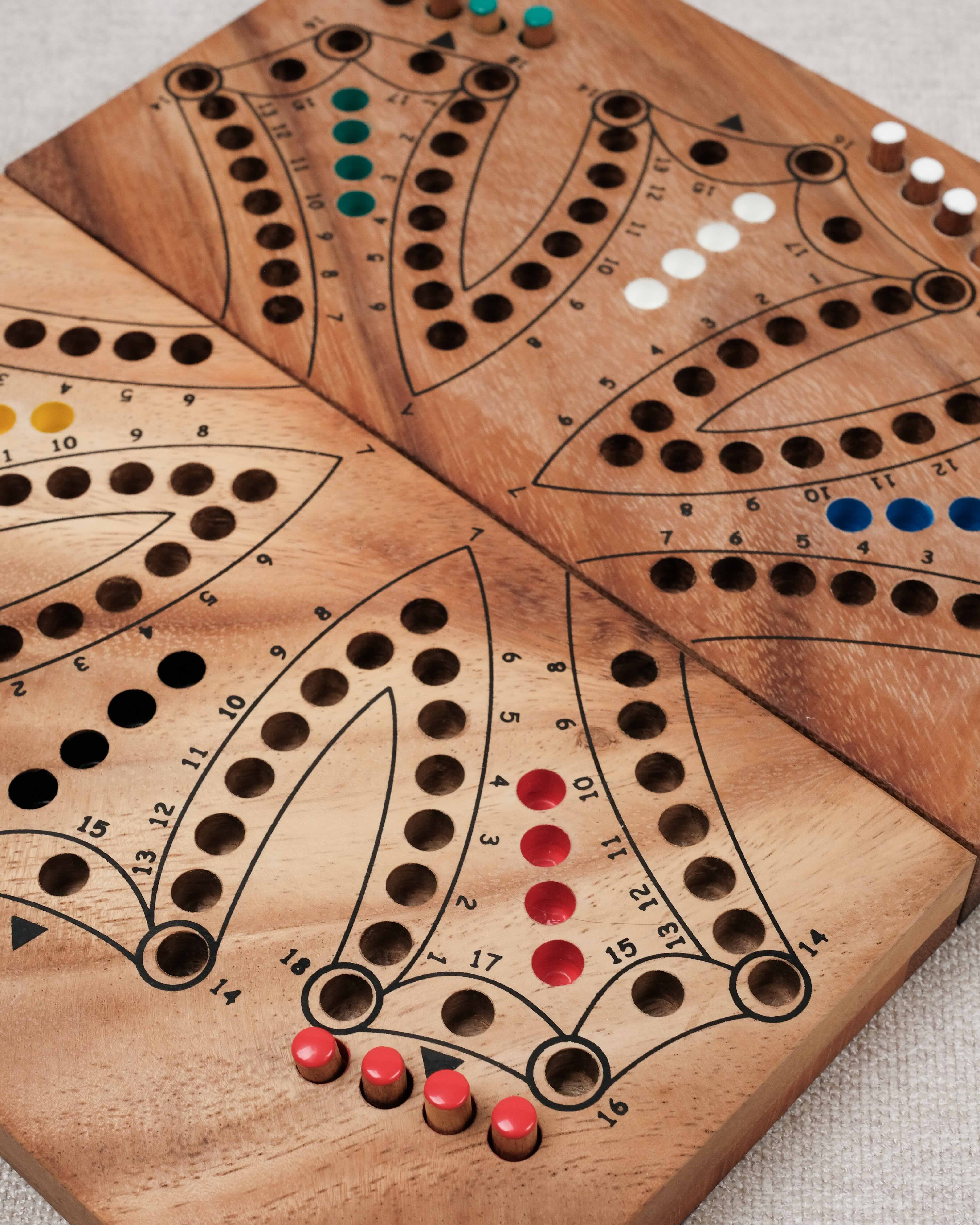 Détail des cases gravées et sérigraphiées sur le Tock 6 joueurs