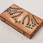 Plateau fermé du jeu de Tock 6 joueurs en bois d’acacia foncé