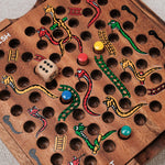 Plateau de jeu sérigraphié Serpents et Échelles avec pions colorés