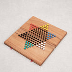 Plateau de Dames Chinoises L en bois avec pions colorés en place