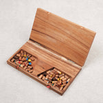 Coffret en bois refermable contenant les pions de Dames Chinoises L