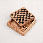 Plateau vide de dames en bois, format voyage