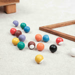 Boules de billard miniatures colorées avec triangle en bois