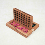 Jeu Puissance 4 en bois massif avec jetons rouges et verts