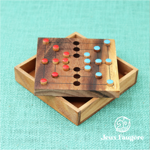 Coffret refermable du jeu de Marelle en bois avec pions