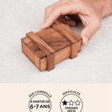 Boîte secrète format S, casse-tête en bois Jeux Faugère – idée cadeau, jeu solo 1 joueur dès 6 ans