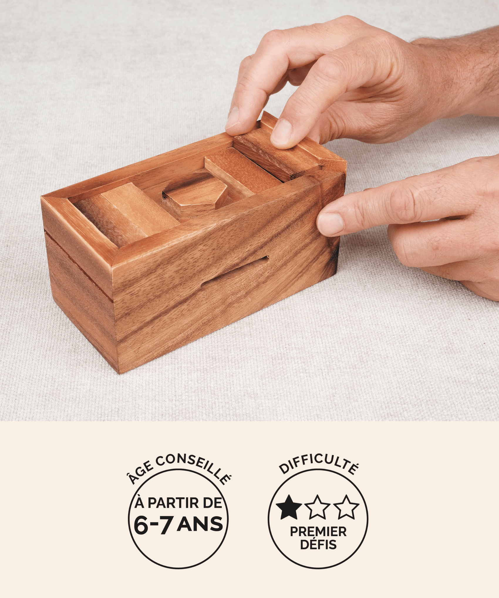 Tirelire secrète format M, casse-tête boîte secrète en bois Jeux Faugère – idée cadeau, premiers défis dès 6 ans