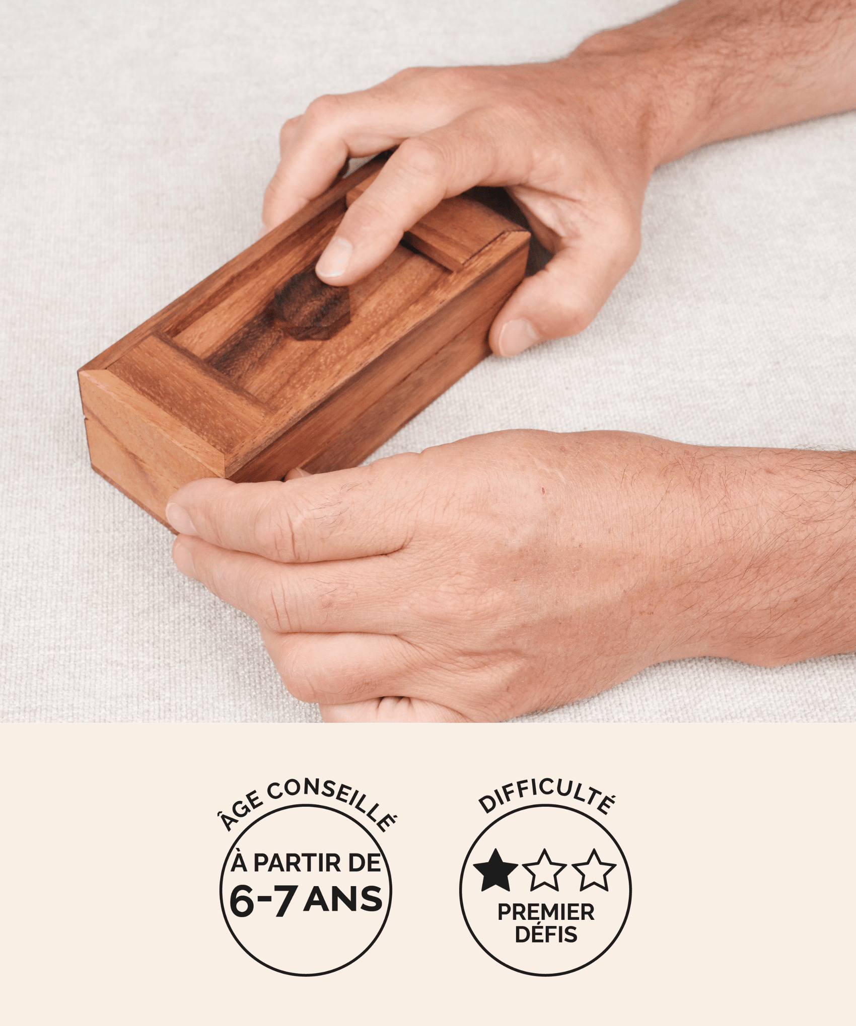Tirelire secrète format S, casse-tête boîte secrète en bois Jeux Faugère – idée cadeau, premiers défis dès 6 ans