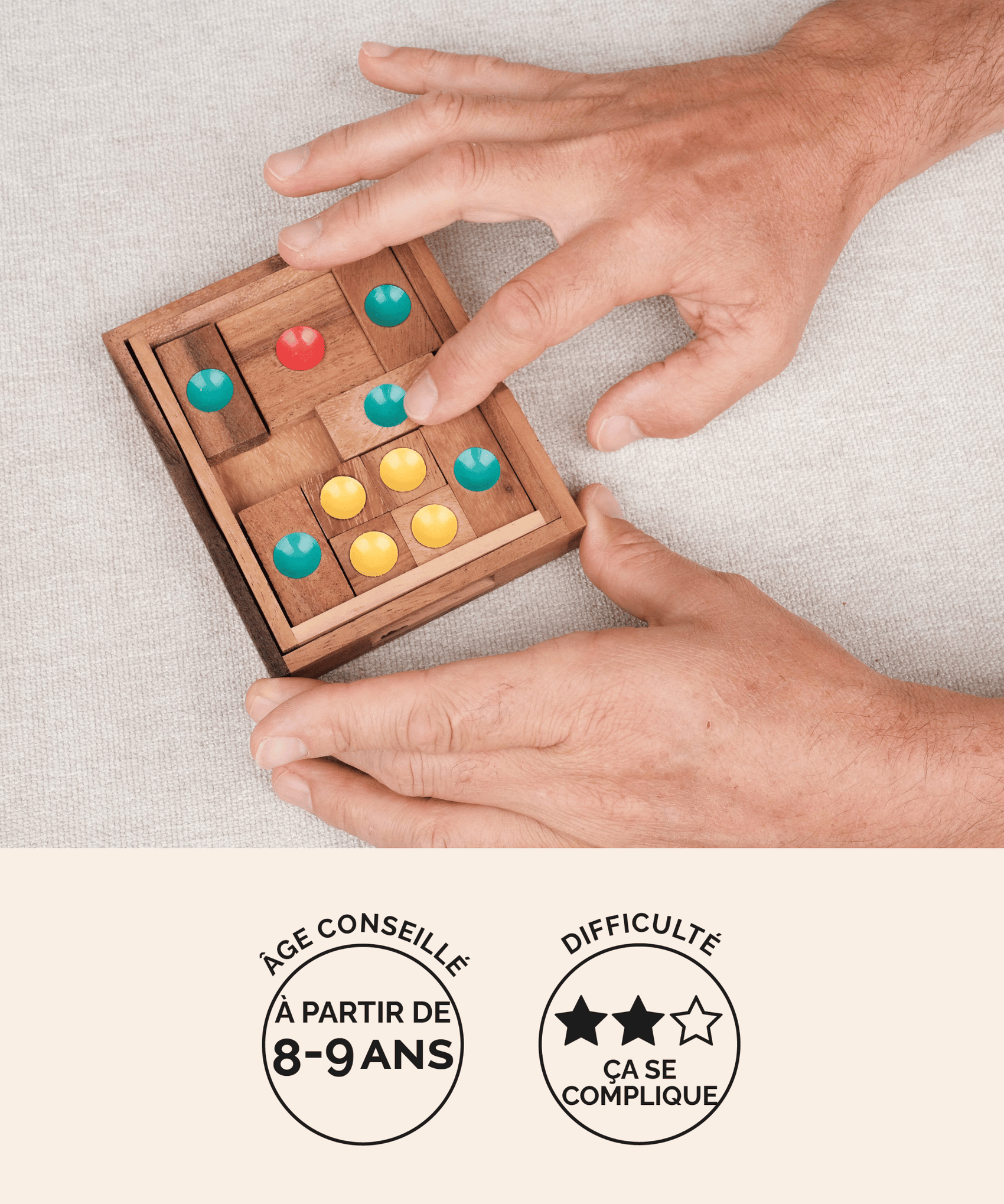 L'Âne Rouge - petit modèle, casse-tête coulissant en bois adulte Jeux Faugère – idée cadeau, jeu de logique solo