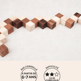 Cube Serpent marron, casse-tête en bois Jeux Faugère – idée cadeau, jeu solo 1 joueur dès 6 ans