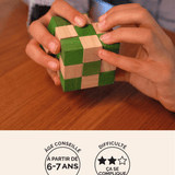 Cube Serpent vert, casse-tête en bois Jeux Faugère – idée cadeau, jeu solo 1 joueur dès 6 ans