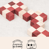 Cube Serpent rouge, casse-tête en bois Jeux Faugère – idée cadeau, jeu solo 1 joueur dès 6 ans