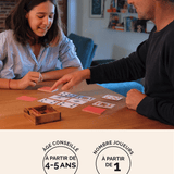 Boîte de cartes et dés en bois Jeux Faugère – idée cadeau, jeu de société familial dès 4 ans