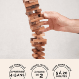 Jenga (Tour Infernale) en bois format M Jeux Faugère – jeu d'adresse familial dès 4 ans