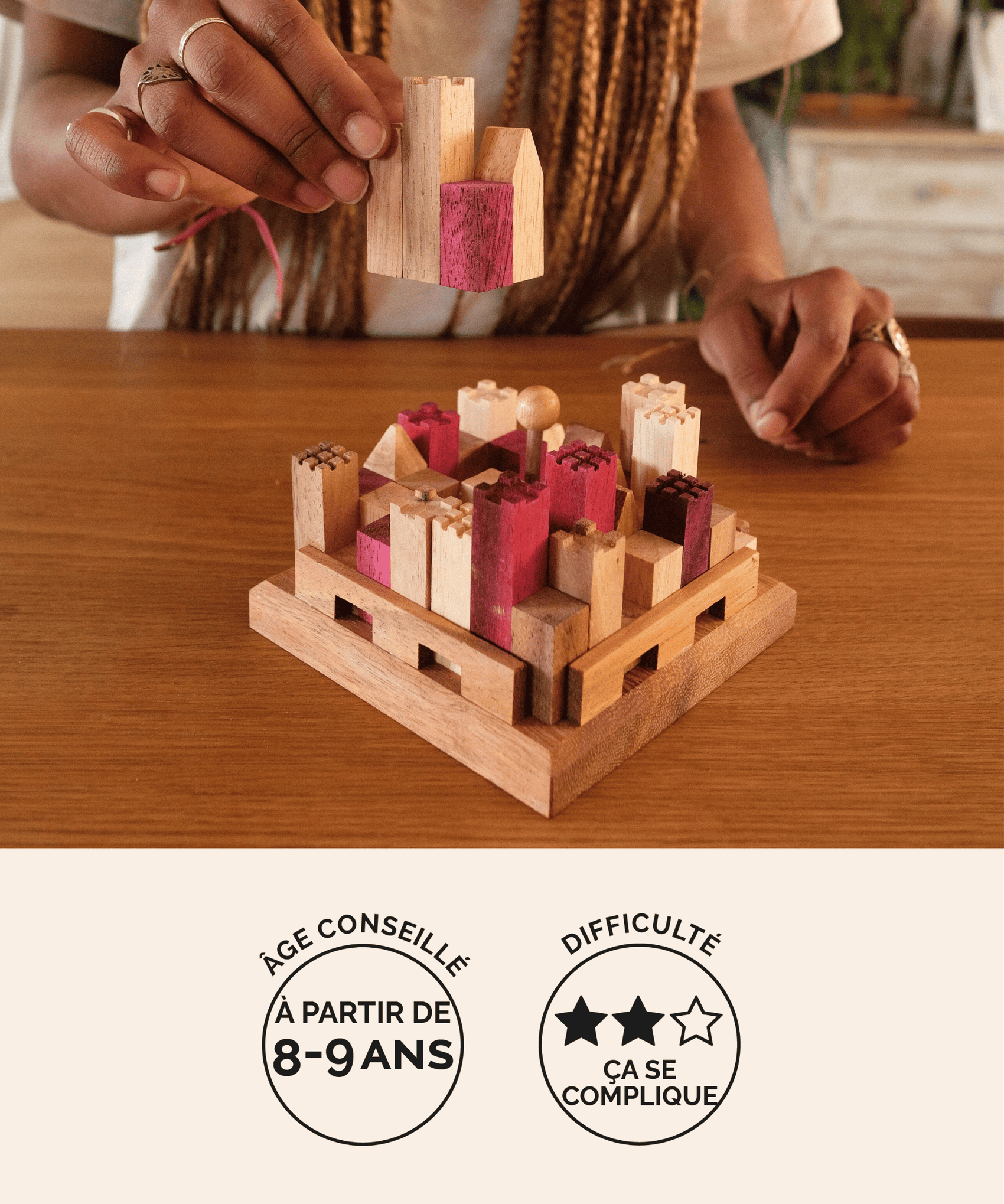 Château Fort, casse-tête multi-combinaisons en bois adulte Jeux Faugère – idée cadeau, jeu solo dès 8 ans