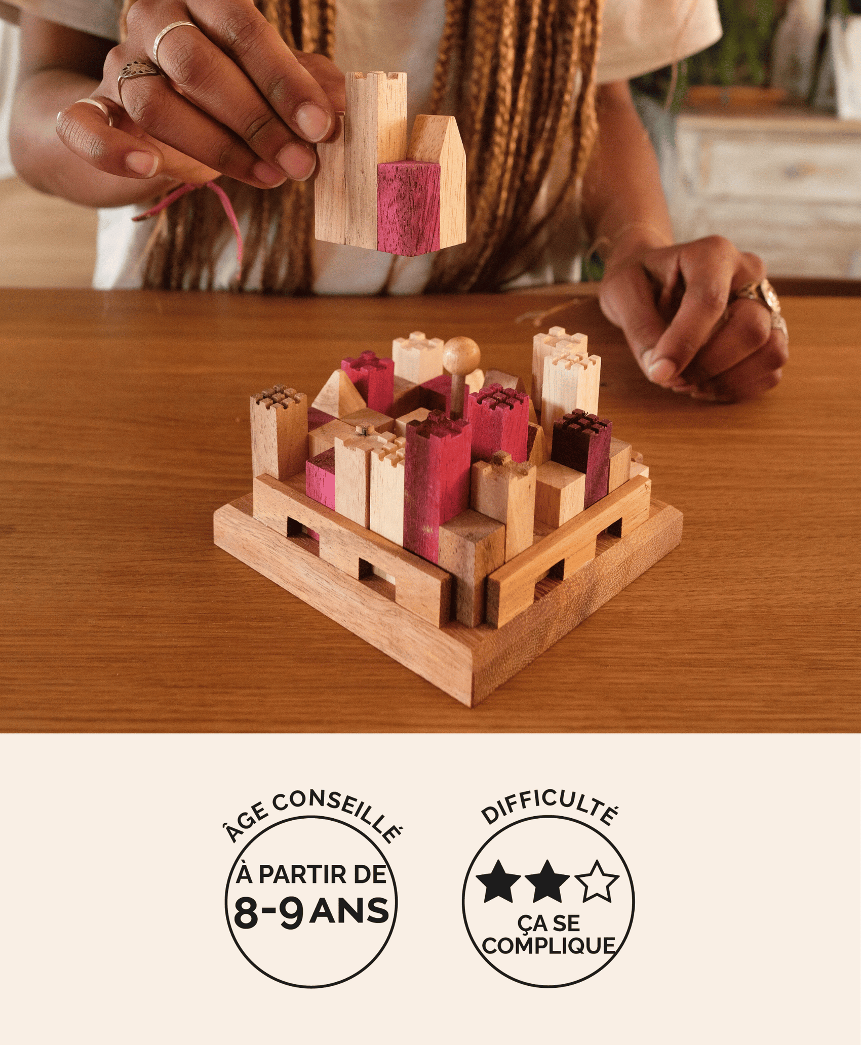 Château Fort, casse-tête multi-combinaisons en bois adulte Jeux Faugère – idée cadeau, jeu solo dès 8 ans