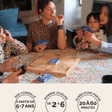 Jeu de Tock 6 joueurs format XL hévéa clair avec Tock'CARDS en bois Jeux Faugère – idée cadeau, jeu stratégique familial 2 à 6 joueurs dès 6 ans