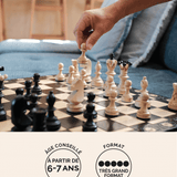 Jeu d'échecs (échiquier) en bois noir format XL Jeux Faugère – jeu 2 joueurs dès 6 ans