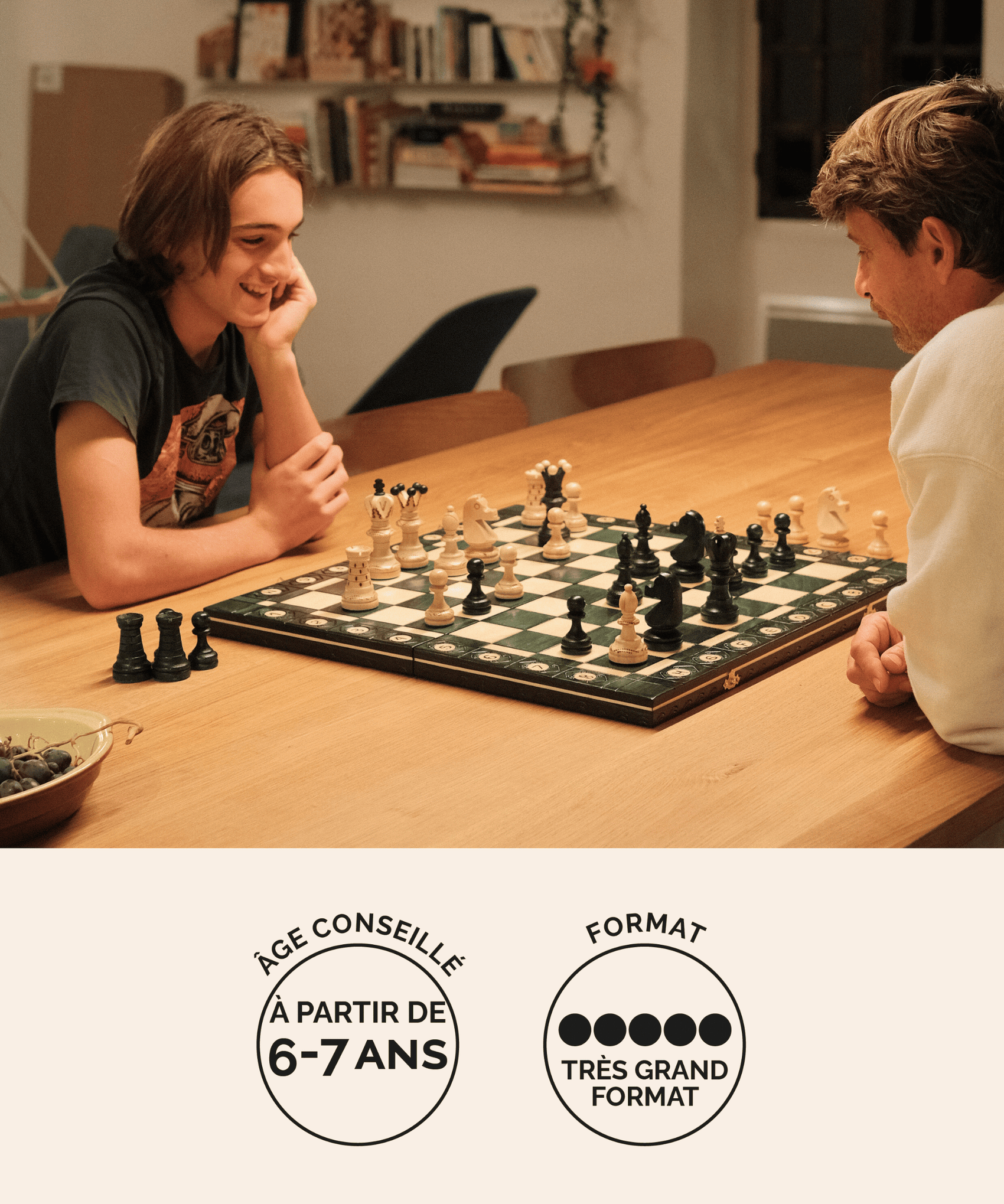 Jeu d'échecs (échiquier) en bois vert format XL Jeux Faugère – jeu 2 joueurs dès 6 ans