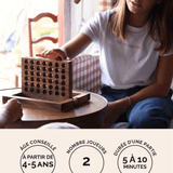 Puissance 4 en bois massif Jeux Faugère – jeu de stratégie 2 joueurs dès 4 ans