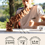 Jenga (Tour Infernale) en bois format L Jeux Faugère – jeu d'adresse familial dès 4 ans